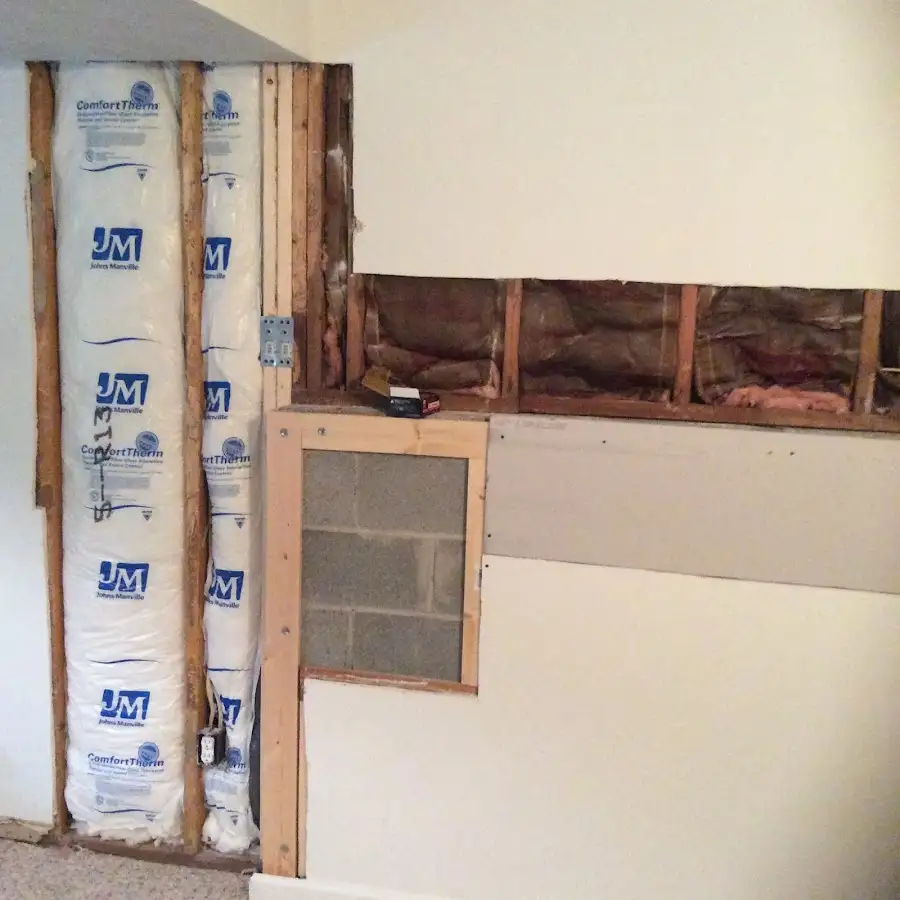 Wall insulation replacement during Basement Flood Cleanup in Sherman